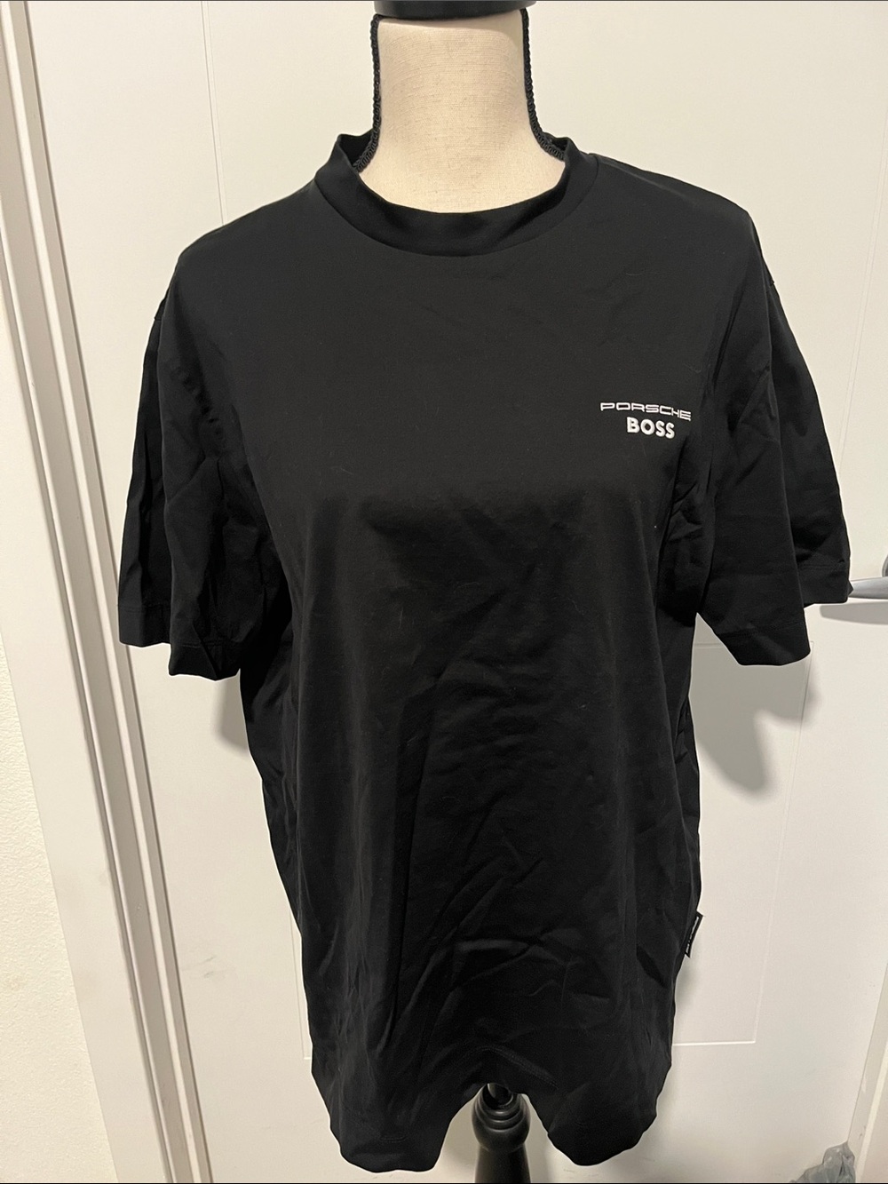Porsche X Hugo Boss Collab Targa Luxury Car Graphic Black Logo Crew Neck T-Shirt